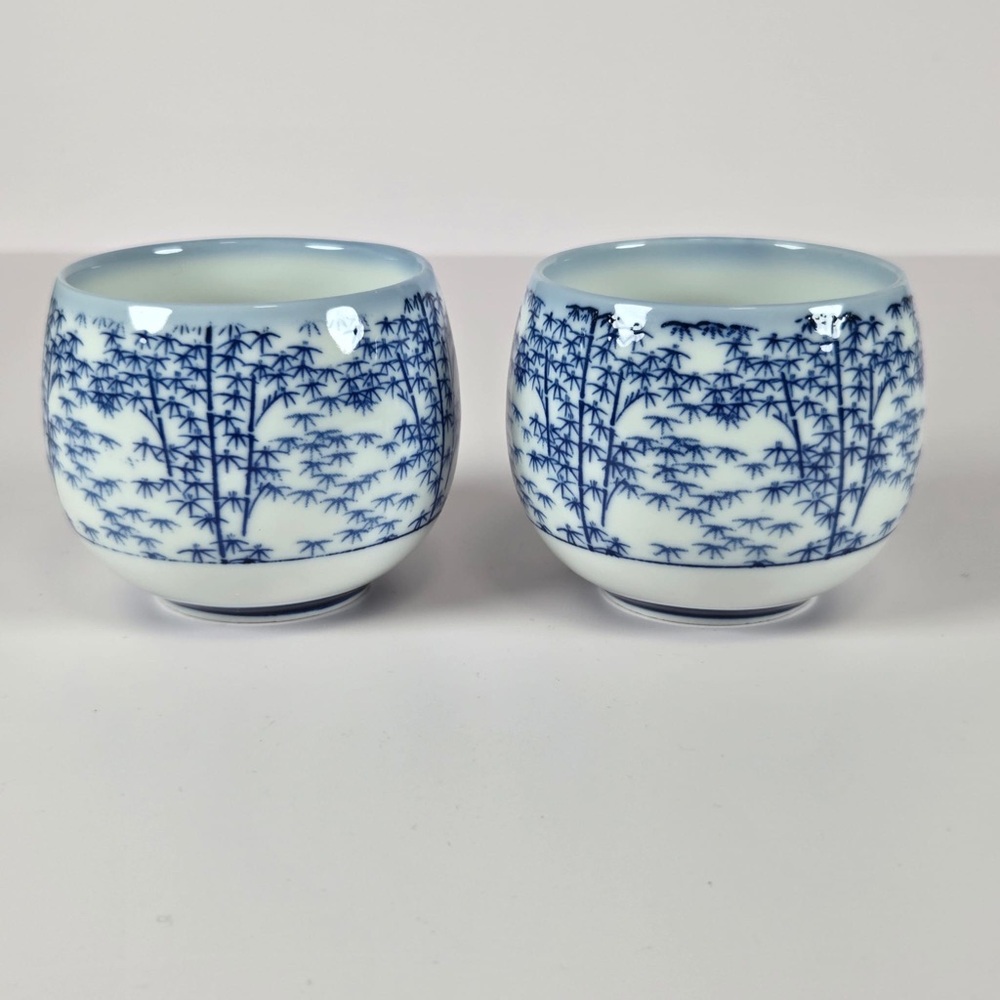 Vintage Japanese Blue and White Ceramic Tea Cups